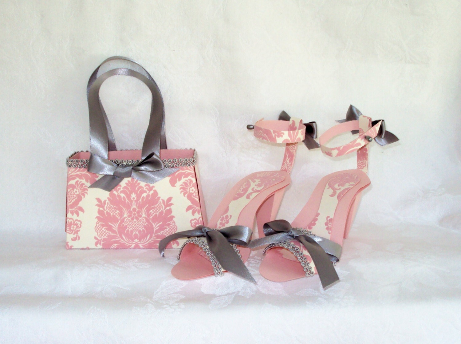 Pink and Silver Paper Purse and Shoes Gift Set