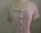 Pretty 1930s polka dot vintage cotton day dress, depression era, swing, size Large