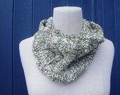 Naturally Neutral Cowl or Neckwarmer. Olive and Natural Merino. Short, Ribbed Style. Free Shipping.