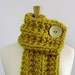 50% OFF Mustard Yellow Chunky Knit Cowl Scarf with Large Cream Button
