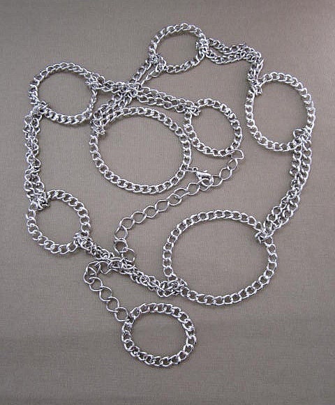 Chunky Silver Metal Linked Chain Biker Belt