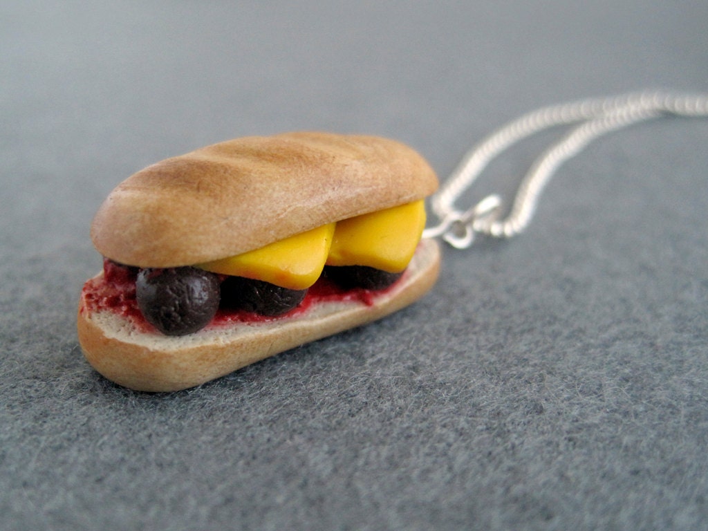 Meatball Sub Polymer Clay Pendant - 3cm