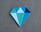 Blue Diamond Gem Brooch - Polymer Clay