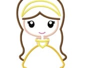 DigiDolls Princess Bell Applique Machine Embroidery Design 4x4 5x7 6x10 INSTANT DOWNLOAD