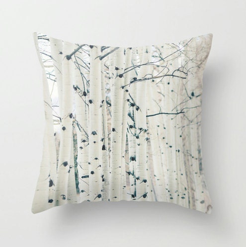 SALE Pillow Case - Birchwood Trees - Nature Landscape Home Decor - White and Black - Pillow Cover  - Fine Art Pillow - 18x18