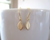 Tiny Gold Leaf Earrings
