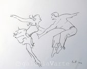 Charcoal drawing - original - modern dance - painting - europeanstreetteam