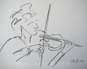 Original charcoal drawing - violin - music - europeanstreetteam