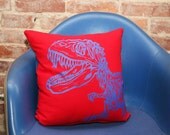 Screen Printed  Dinosaur Pillow Cover 16x16"
