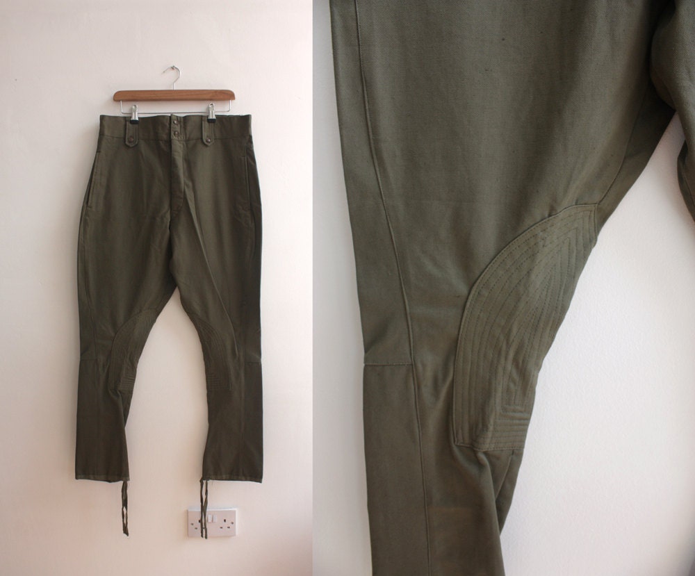 Vintage 1940s Khaki Military Trousers Jodphurs  Size M