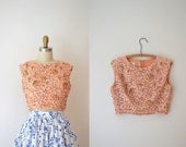 1960s Beaded Crop Top  / 60s Blouse