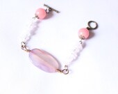 Bondi (dreamy pink gemstone with simple wire wrapped and mineral look alike beads)