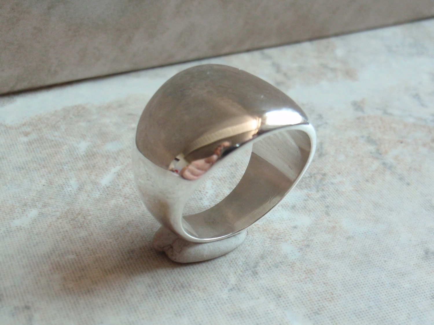 Sterling Silver Heavy Ring Domed Cigar Band Engraveable Size 8 Vintage Estate