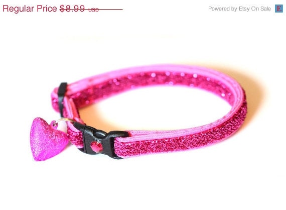 ON SALE Glitter Cat Collar - Pink Glitter- Standard (Large) Size
