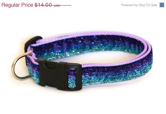 ON SALE Glitter Dog Collar - Purple and Blue - Made to Order