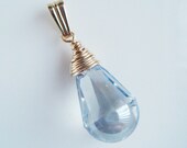 Swarovski Cabochette Crystal Pendant - NEW Shape and Color - Wire Wrapped with 14K Gold - SERENA