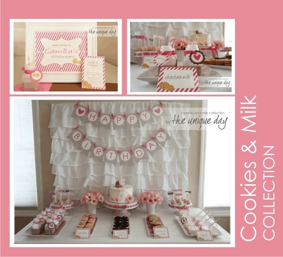Cookies & Milk Party Collection - Printable Party Collection -the unique day Il_570xn