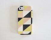 Modern iPhone case triangle mountain iPhone 4/4s case iphone 5 case Pattern blue gray yellow pink geometric redtilestudio