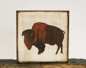 Southwestern Wall Decor l Nursery Art Block l Brown Buffalo 5x5 wood block redtilestudio