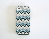 Modern iPhone 5 case l Mini Zig Zag l blue gray white VIBE geometric bold redtilestudio
