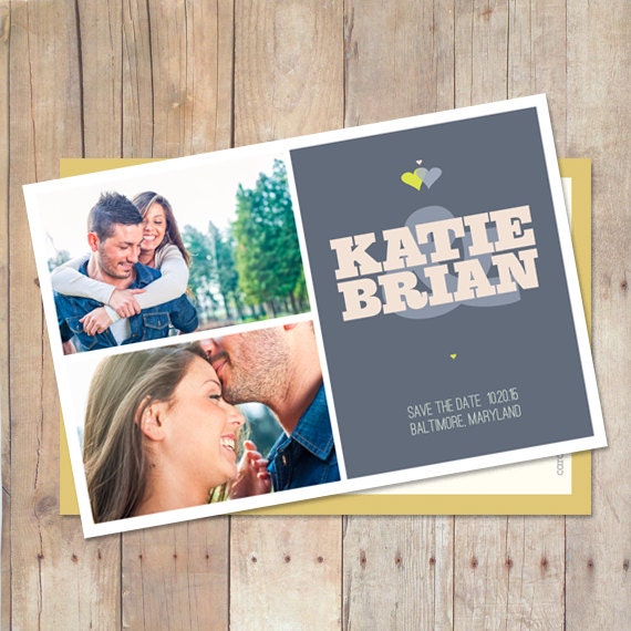 Printable Save The Date, Save The Date Card, Save The Date Postcard, Save The Date Magnet - Hearts & Thoughts