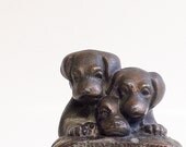 Vinatage Bookends Puppy Triplets / Metal / Ronson 1920's