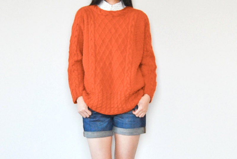Vintage Orange Caramel Chunky Knit Sweater