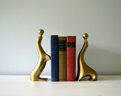 Vintage Brass Bookends, Seals, Regency Gold Tone Zoo Animal Book Ends, Statue Figurines, Metal Library Decor, Andrea by Sadek