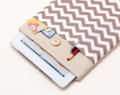 Ipad case Ipad bag. Ipad sleeve. Ipad cover with chevron print pocket and button closure. Ipad case padded. Custom order available.