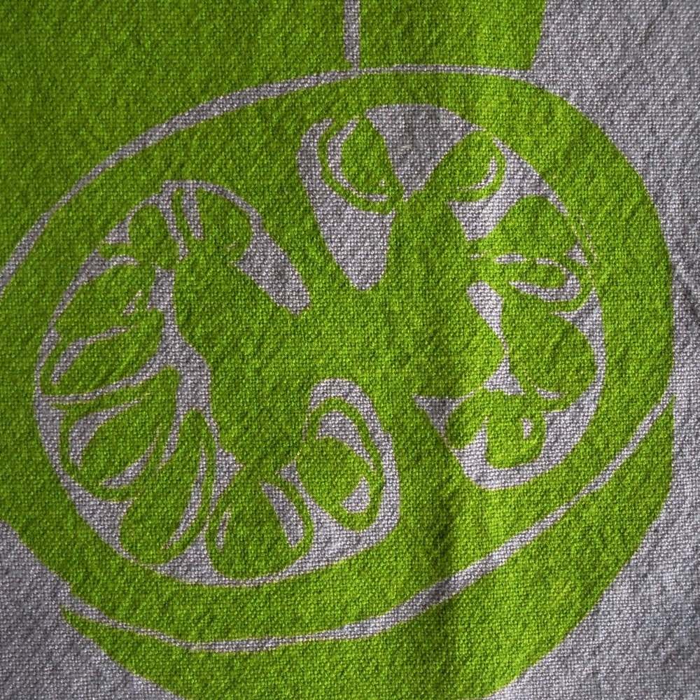 Charcoal Gray Dish Towel with Green Tomatoes