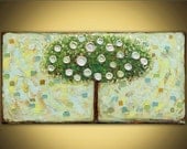 Tree painting abstract acrylic on canvas 48x24 contemporary texture