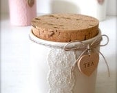White Porcelain Lace Jar, Canister with Cork Lid-Hideminy Lace Series