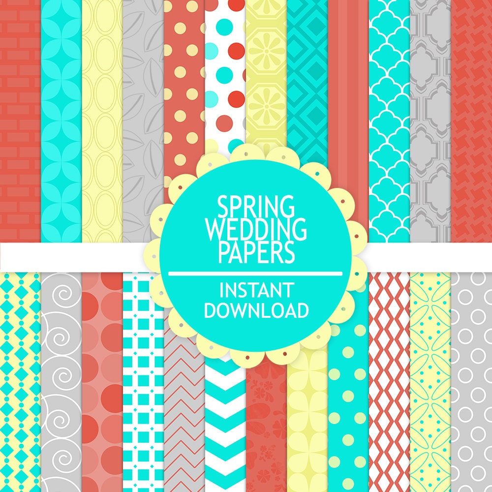 Digital Paper Scrapbook Printable Paper Pack Instant Download Spring Wedding (540) Il_170x135
