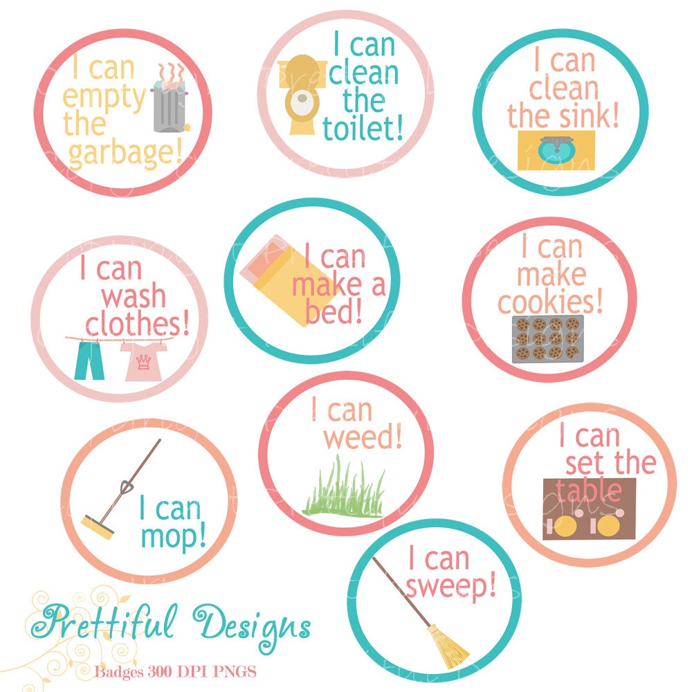 NEW Children's Chore Badges 3-5 Year Olds Printable Instant Download (584) Il_170x135