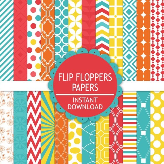 50% OFF SALE Digital Paper Pack - Personal and Commercial Use - Flip Floppers (530) Il_570xn