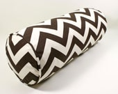 Chocolate Brown and Natural Bolster Chevron Pillow Cover