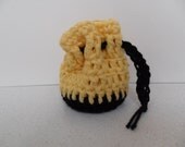 Cotton Coin Purse - Black & Sunshine Yellow - Money Dice Token Medicine Bag - Drawstring