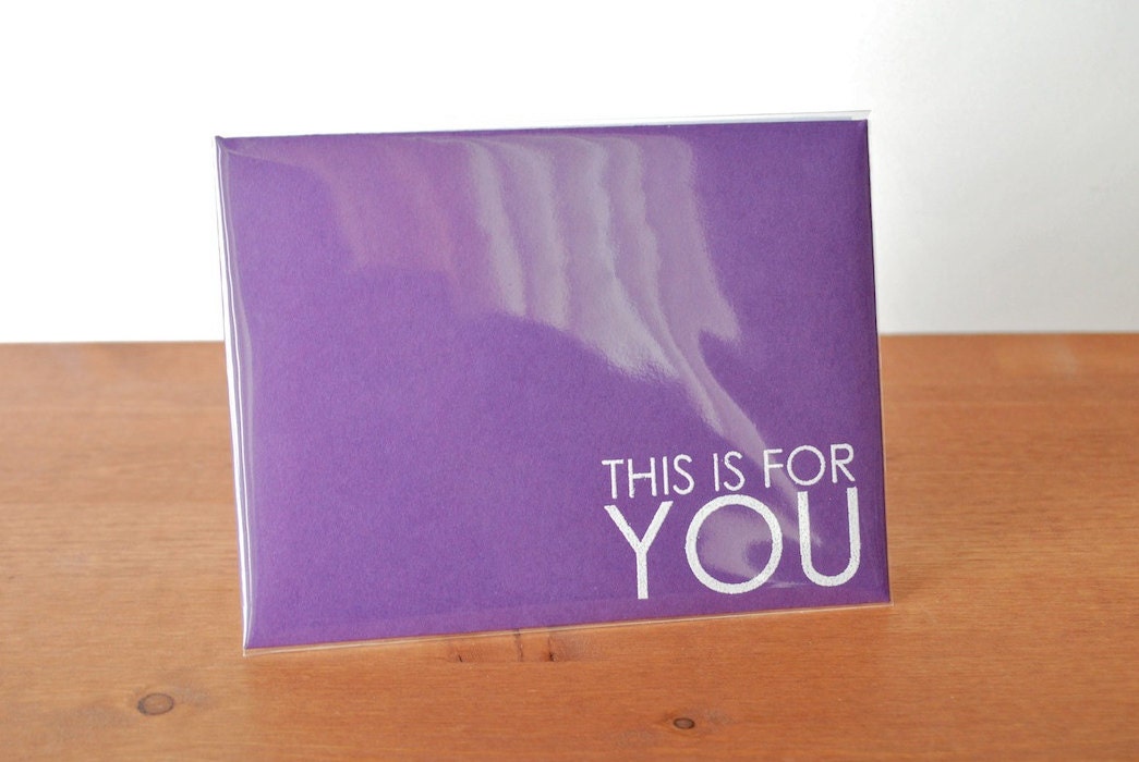 dark purple envelope single: this is for you greeting