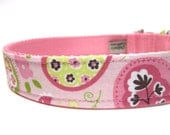 Pink Paisley Dog Collar- Pink and Brown Summer Paisley
