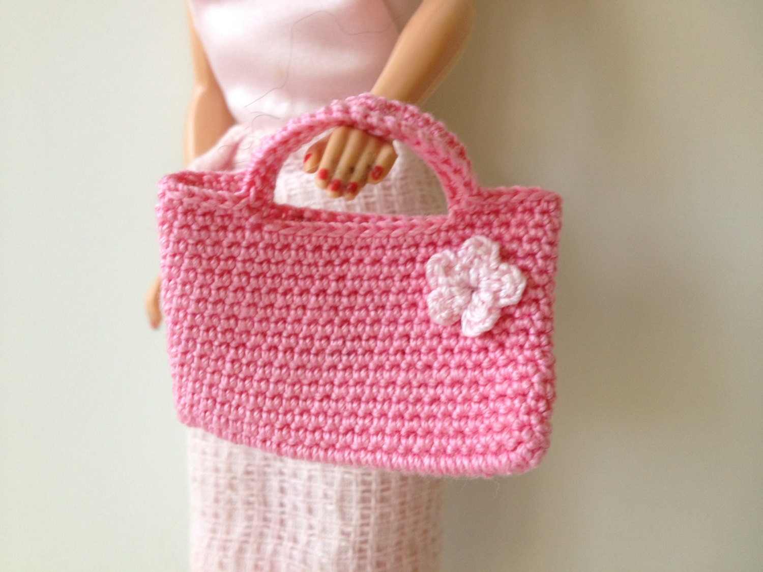 Pink Crochet Barbie Doll Purse