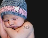 3-6 Months Heart button hat