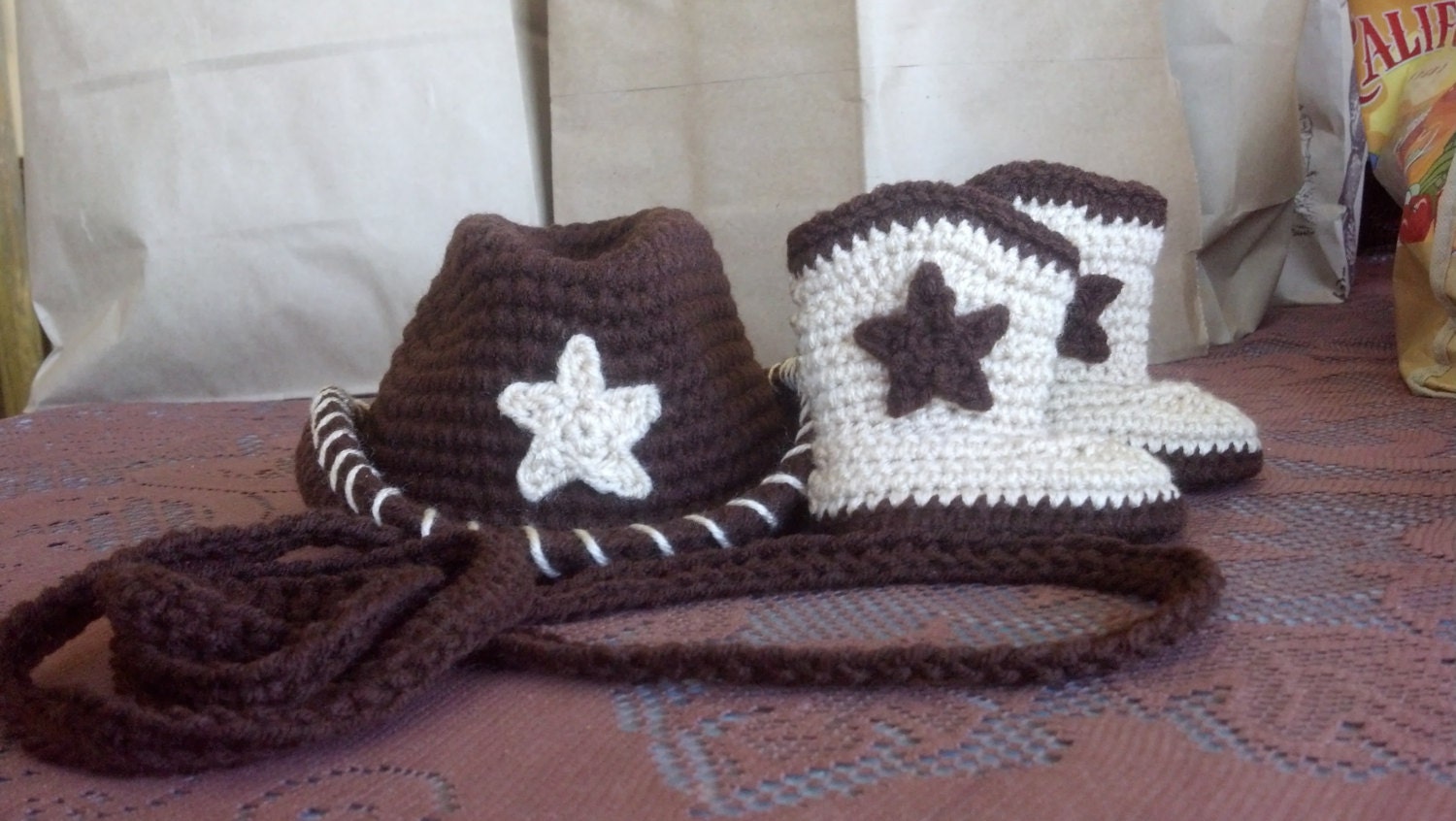 6-12 months cowboy/cowgirl set cowboy hat boots lasso photography prop