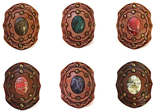 SALE Factory Discounted Version of the KKC Boho Cuff Choose from Gemstone and Leather Color Options