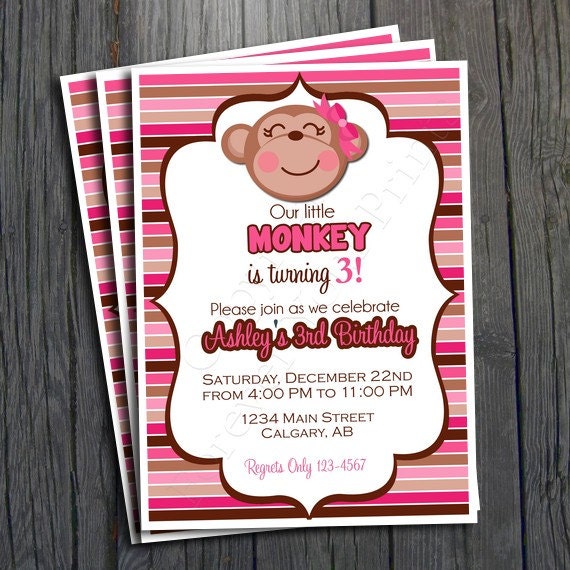 Monkey Birthday Invitation - FREE Thank You Card included Il_170x135