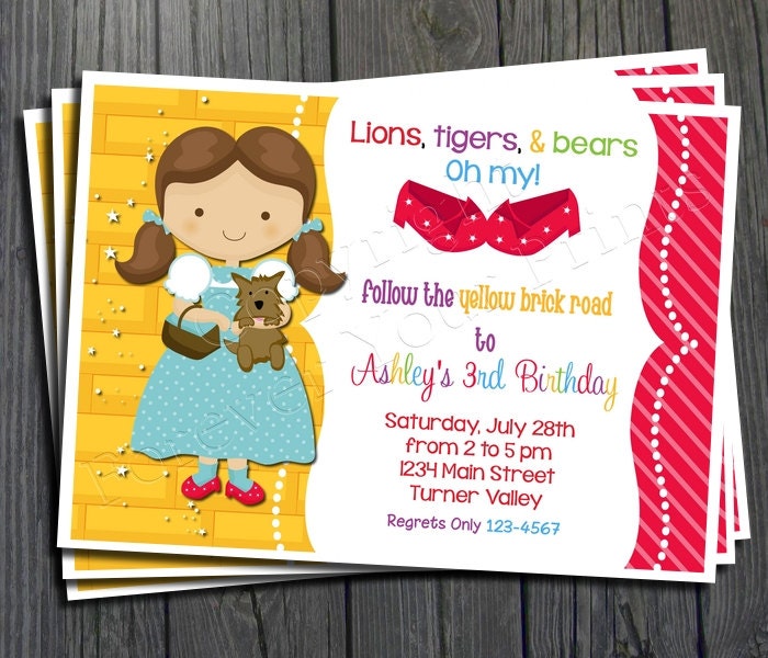 Wizard of Oz Birthday Invitation - FREE Thank You Card included Il_170x135