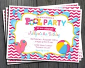 Pool Party Invitation - FREE Thank You Card included Il_170x135
