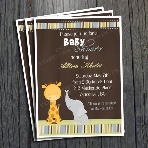 Jungle Baby Shower Invitation - FREE Thank You Card included Il_570xn