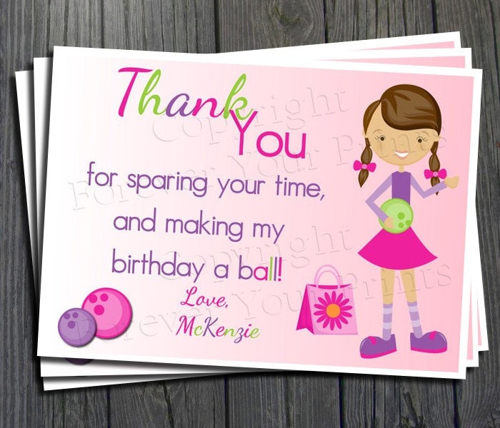 Bowling Party Thank You Card - Digital File Il_570xn