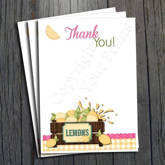 Lemonade Party Thank You Card - Printable Il_570xn
