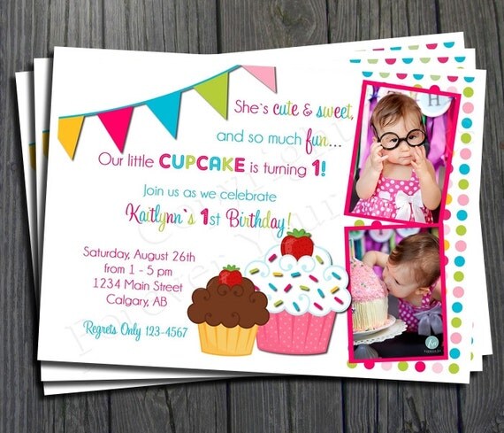 Cupcake Birthday Invitation - FREE Thank You Card included Il_570xn